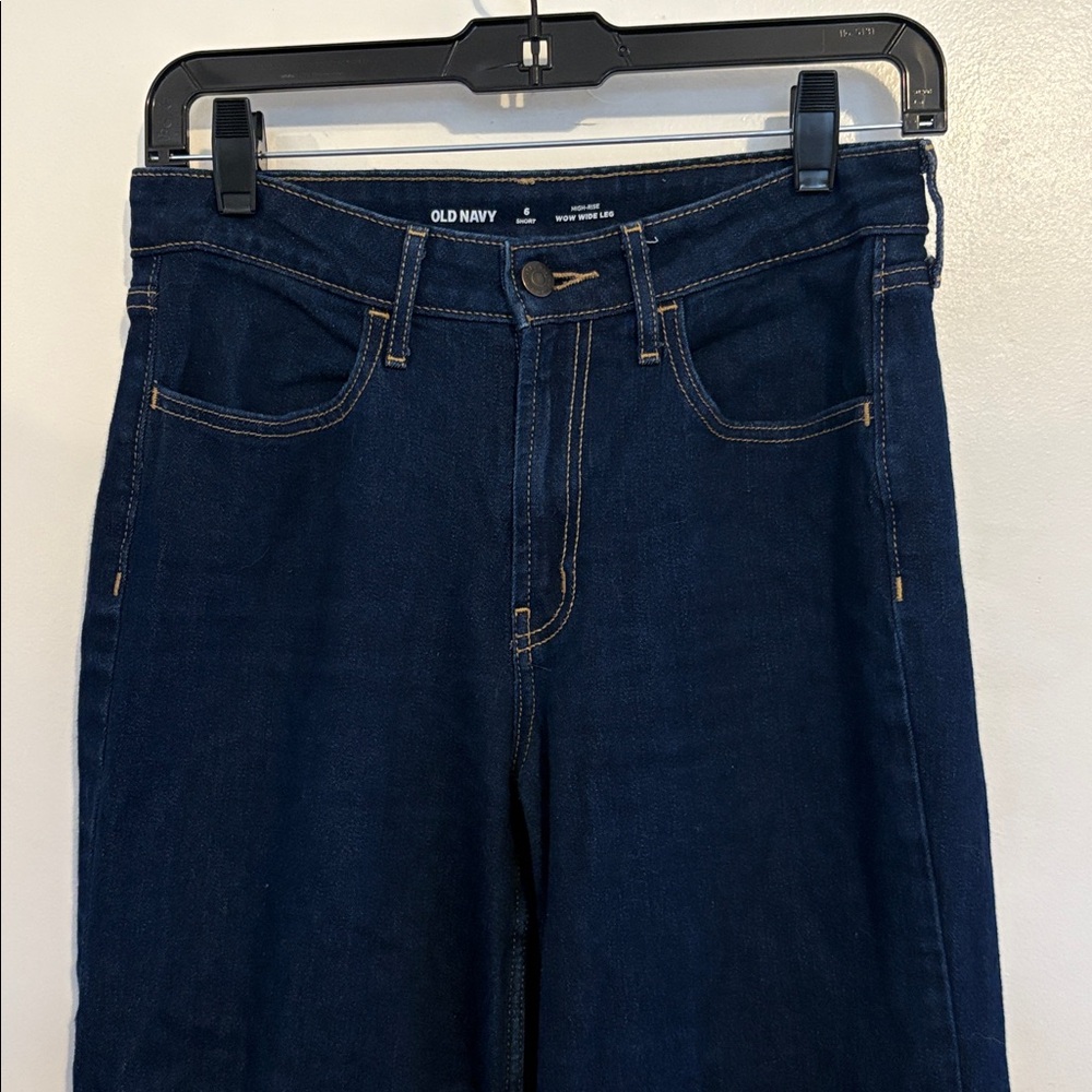 Old Navy High Rise Dark Wash Wow Wide Leg Jeans 6 Short - Picture 2 of 9